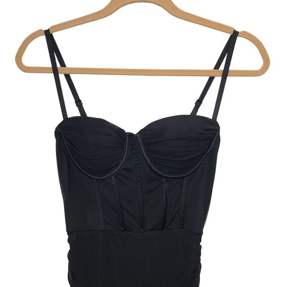 NWT Linlan Women's Black Sleeveless Ruched Corset Bodycon Mini Cocktail Dress XS - Picture 5 of 16